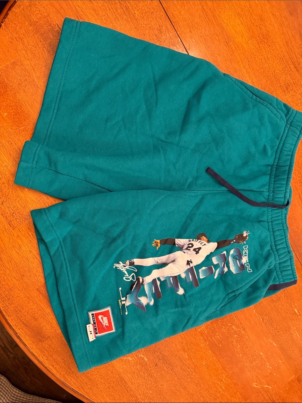 Nike Teal Men Athletic Shorts with Basketball Graphic Large L
